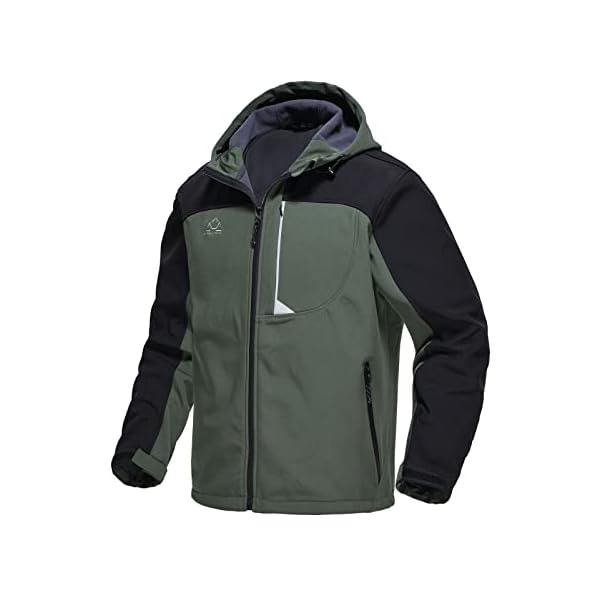 Rdruko Men's Fleece Jacket Full Zip Waterproof Outdoor Work Winter Snow Softshell Jacket(Army Green, CA XL)