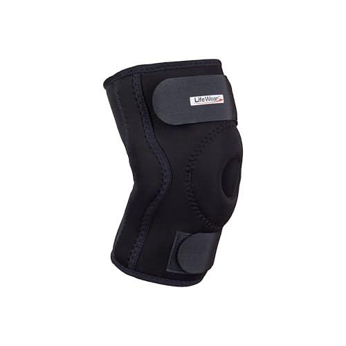 Image of LifeWear Hinged Knee Wrap, Adjustable Support Brace with Bi-Axle Hinges for Stability, Open Patella Design, Drytex Fabric for Comfort, For Mild to Moderate Knee Instability and Post-Operative Recovery