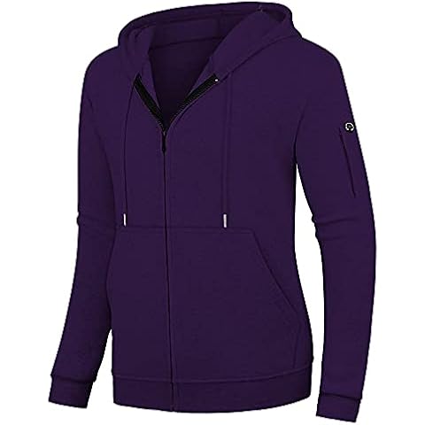 siliteelon Plain Hoodie for Men, Zipped Hooded Fleece Long Sleeve Top Sweatshirt, Size:XL Purple Cover