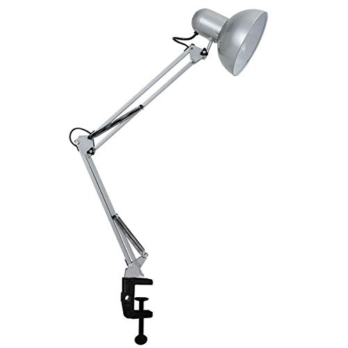 Luminária Mesa 2x1 Metal Abajur Lâmpada Articulável Base Garra Flex MT-811c Cor: Prata