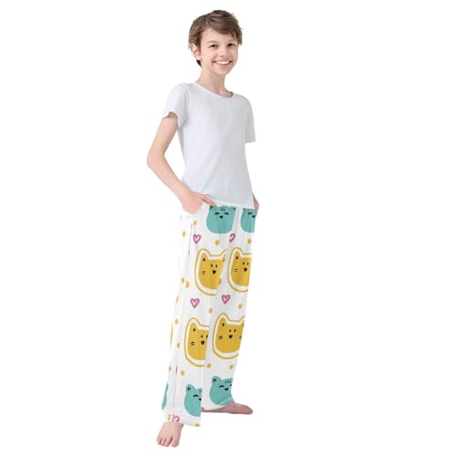 Boys' Pants Animal Funny Colorful Cats Long Bottoms Jogger Pants Elastic Waist Trousers with Pockets S-XL4
