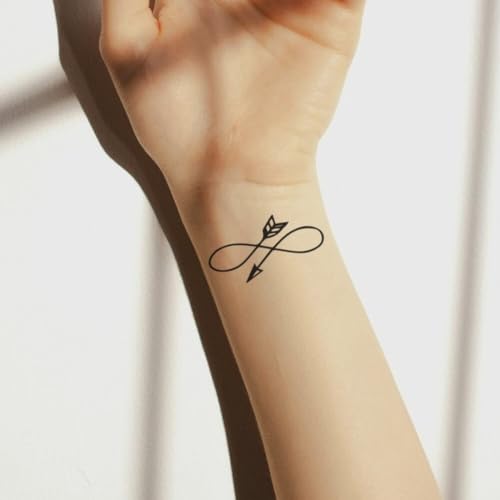 Tatuaggio FRECCIA - Temporalis® | Tatuaggi temporanei uomo donna, tatuaggi finti vegani e waterproof - Certificato UE - Dura 1-2 settimane [ Tattoo Freccia infinita ]