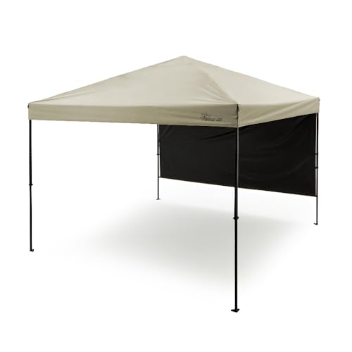SOLO UP 【高遮光ブラックコーティング】ワンタッチタープテント ワンアクション タープ 紫外線カット+UVカット｜高耐水加工｜スチールフレーム強化[3.0m｜アイボリー｜サイドシート1枚付属]