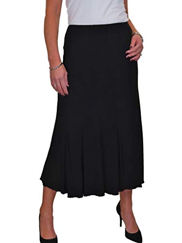 Image of icecoolfashion Women's Smart Maxi Lined Flare Panel Fishtail Midi Skirt Day Workwear Business Office Evening Black 10-22 (L)