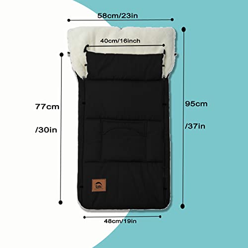 Eaq Universal Winter Warm Baby Stroller Footmuff,Muti Use Bunting Bag, Fleece Lined Washable Outdoor Sleeping Bag For Baby（Black） #TOP5
