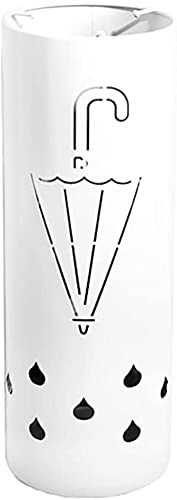 HSF umbrella stands indoor Metal Umbrella Stand With Hooks Suitable For Long And Short Handle Umbrellas Round Umbrella Rack For Hotel Restaurant Shopping Mall umbrella stands indoor (Color : White)