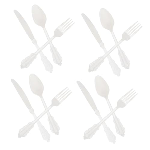 VALICLUD 12Pcs Healthy Cutlery Plastic Knives Forks and Spoons White Tableware for Parties Banquets and Catering Events and Reliable Utensils