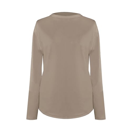 POWER FLOWER Maglia Termica a Maniche Lunghe da Donna Sottogiacca a Girocollo Top Termici a Costine (LY148-Coffee, S-M)