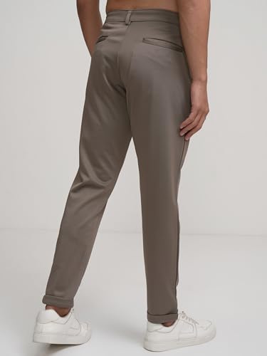 Image of Highlander Men's Slim Fit Formal Trousers | Ankle Length | Smart Chinos for Men | Comfortable Fabric for Daily Work & Formal Occasions