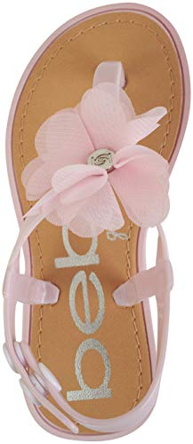 Bebe Girls' Thong Sandals With Chiffon Flowers (Toddler/Little Kid, Size 9-10 Toddler, Light Pink #TOP4