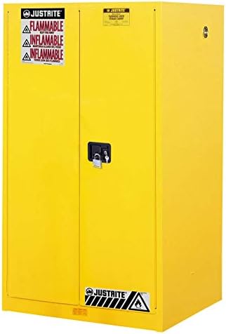 Justrite 896000 Sure-Grip Flammables Cabinet, Manual-Close, 60 Gal, Yellow