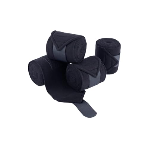 Dynwave 4 peças de faixas para pernas de cavalo, protetores de pernas de cavalo para equitação e eventos, Preto