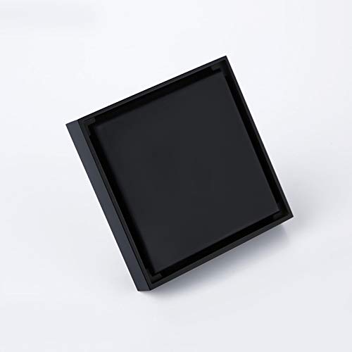 Rejilla Desague Ducha Accesorios de baño, desagüe Suelo Ducha con Acabado Negro Mate latón, residuos Cuadrado 100x100mm