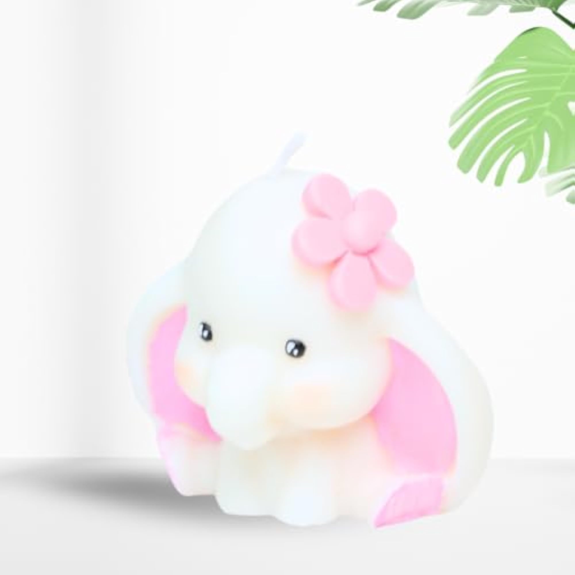 Cute White & Pink Elephant Candle, Adorable Gift