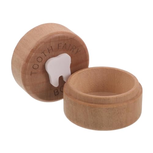 ifundom Caja de Madera Beige para Dientes de Leche Diseño Adorable 3d, Ligera Conservar Recuerdos Cumpleaños o Navidad