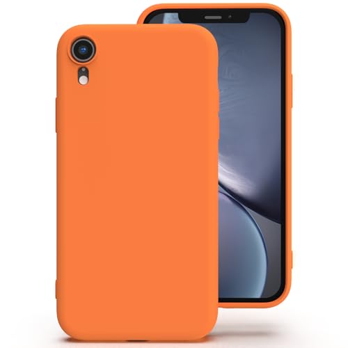 Zuvirelx Silikon Handyhülle für iPhone XR Hülle, Weiches Griff, Dünne, Minimalistisch, Stoßfest, rutschfest, Taschenpassend - Orange