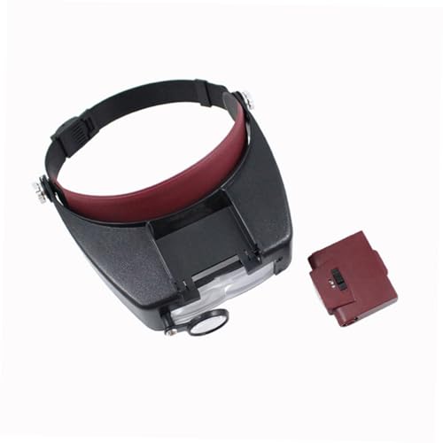 SHERCHPRY LED Headband Magnifier with Head Helmet Style Magnifying Glasses for Jewelry Repair and Electronics Includes Removable Bright LEDs No Battery