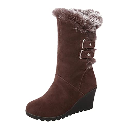 Bottes d'hiver pour femme avec talon compensé - Bottes de neige chaudes