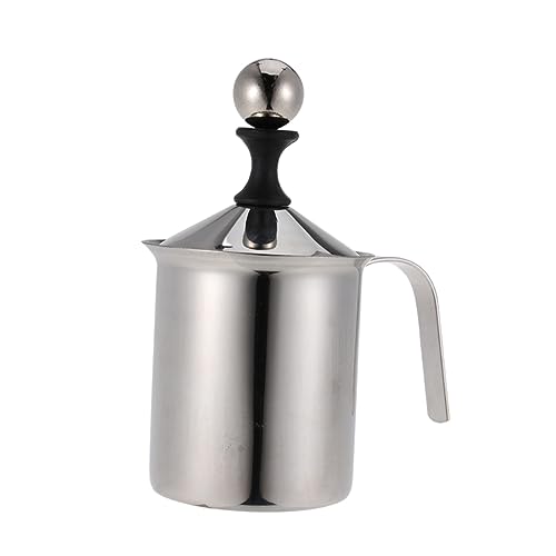 BRIGHTFUFU Stainless Steel Milk Bubbler Manual Handheld Milk Frother for Coffee Cappuccino Easy to Use for Home Coffee Shop