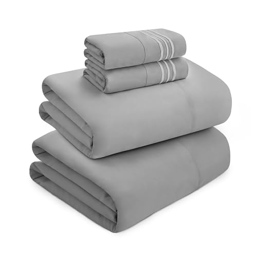 Mocassi Luxury King 4-Piece Sheet Set - 1800 Premium Hotel Quality - Easy-Fit, Wrinkle, Fade Resistant Bed Sheets and Pillowcases - All Around Elastic Fitted Sheet, Deep Pocket, Silver