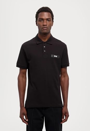 Versace Jeans Couture Black Mens Piqué Polo Shirt with Patch Detail3