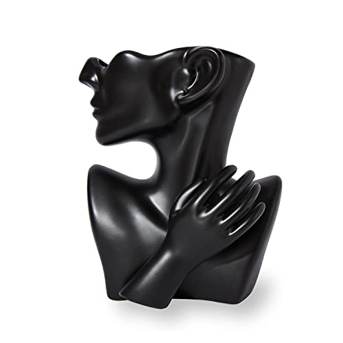 Katoonx Ceramic Greek Statue Face Vase Black Creative Head Sculpture For Home Decoration #TOP1