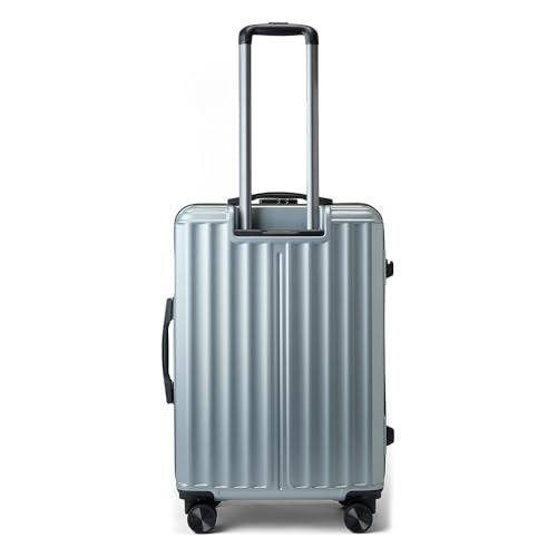 Image of Move-Meant Large ROAMIFY Check-in Suitcase 75 Cm 8 Wheels Number Lock Poly Carbonat Silver Trolley Bag for Men & Women | 360 Degree Wheeling System Luggage | Trolley Bags for Travel