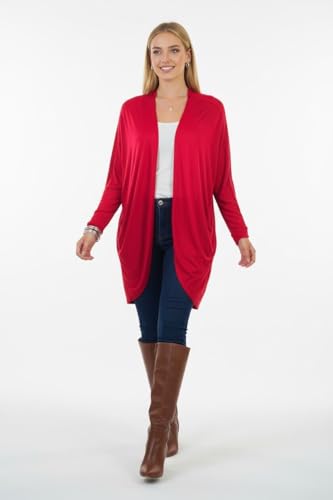 Image of ToBeInStyle Womens Open Front Long Sleeve Lightweight Asymmetrical Draped Cardigan with Side Pockets