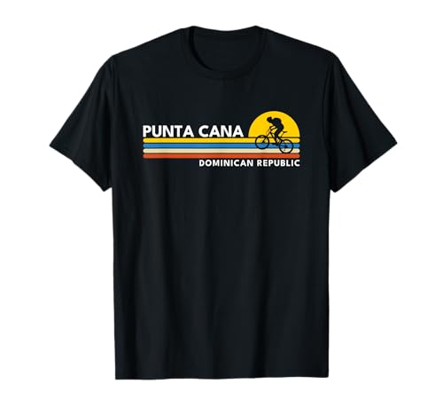 Punta Cana Dominican Republic vintage retro Souvenirs Biking t-shirt, Preto, Pequeno