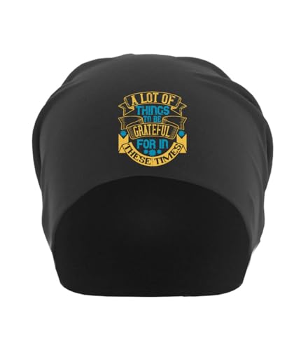 Bonnet souple unisexe en coton fin noir taille unique imprimé à message