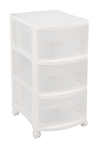 Gaveteiro Médio 3 Gavetas, Cor Cristal com Branco, Ordene Br