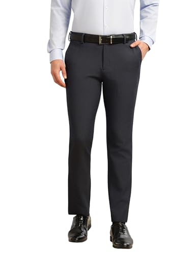 Image of Thomas Scott Men's Regular Fit Mid-Rise Solid Formal Performance Trouser | Flexi-Waist & 4-Way Stretch | 4 Pockets | Button Closure
