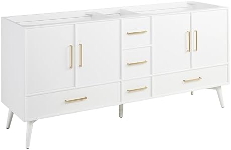 Signature Hardware 484994 Novak 72" Freestanding Mahogany Double Basin Vanity Cabinet - Cabinet Only - Less Vanity Top - Bright White