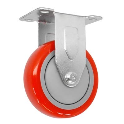 CasterHQ - 4 X 1.25 RED Polyurethane ON POLYOLEFIN Wheel - Rigid Caster - 325 LBS Capacity
