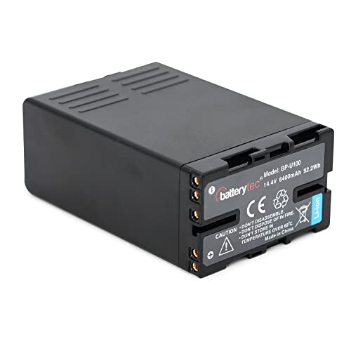 Batterytec Batería de cámara para Sony BP-U100, Compatible con Sony ILME-FX6V PMW-EX1, PMW-EX3 PMW-EX280.PMW-100.PMW-150.PMW-200 PXW-Z280 PXW-Z280 FX6，6400mAh. con Salida D- Toque y Salida USB