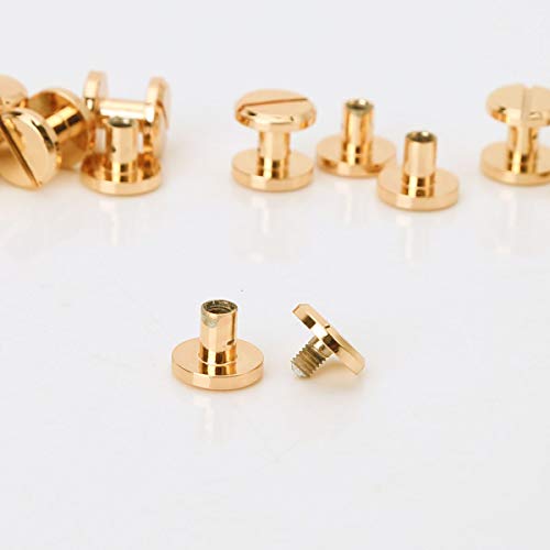 Yizyif 10Pcs Chicago Screws Metal Round Flat Head Rivets Posts Button Studs For Diy Craft Leather Bookbinding Decoration Gold 10 * 4Mm #TOP5