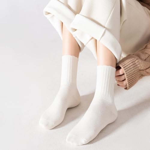 Image of PADFOM Women Thin Cashmere Socks, Soft Socks Women Above Crew Socks 5 Pairs Size 5-9