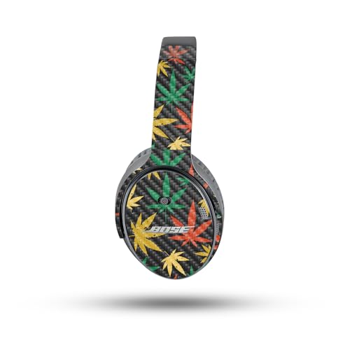 Image of MightySkins Carbon Fiber Skin Compatible with Bose QuietComfort 35 II Headphones - Rastafari Kush | Protective, Durable Textured Carbon Fiber Finish | Easy to Apply