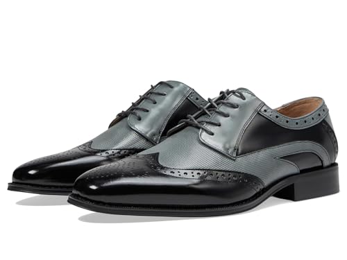Stacy Adams Mens Ivingale Wing Tip Lace-Up Black/Gray 14 Medium