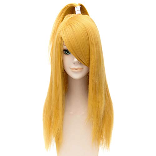 Nunubee Naruto Deidara Golden Straight Long Wigs Women Party Cosplay Swept Full Hair