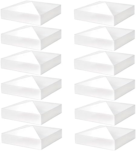 QWORK 4 Pack 5 Vinyl Fence Post Cap in Gothic Style - Outdoor Post