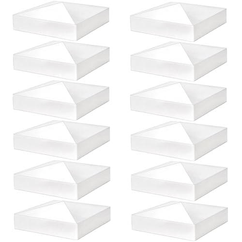 Hiceeden 12 Pack 5 x 5 Vinyl Fence Post Caps Pyramid PVC Deck Post Caps Decking Caps for Mailbox Lamp Post Deck Dock White