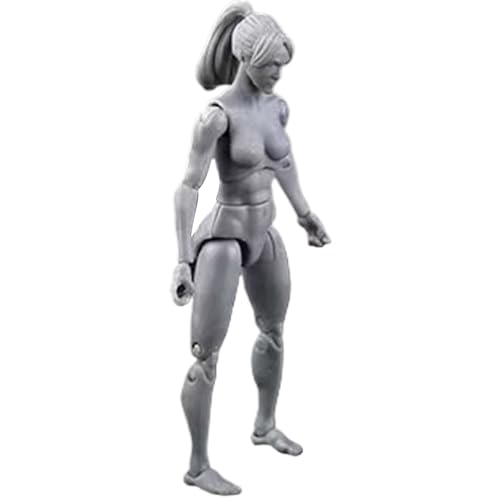 Image of Action Figure Body, 4.1 Inch PVC Blank Action Figure, DIY Poseable, Collectible Painting Drawing for Exhibition, Play, Modeling, Scene Play, Grey/Female, Blank
