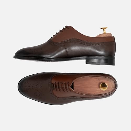 Marquis Oxford Shoes for Men – Vintage Two-Tone Leather Wingtip Shoes | Classic Oxfords | Premium Leather Dress Shoes for Men3