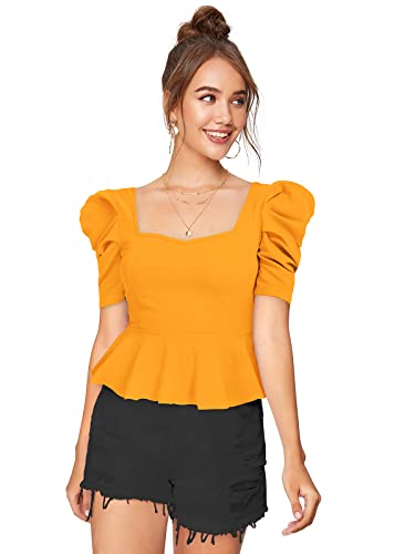 Image of ILLI LONDON Women's Puff Sleeve Peplum TOP