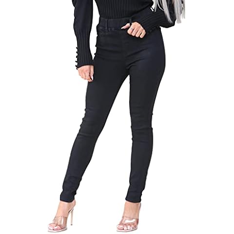 Womens Skinny Jean Jeggings High Rise Stretch Denim Jeans Leggings KZL109 Jeggings Black 14 Cover