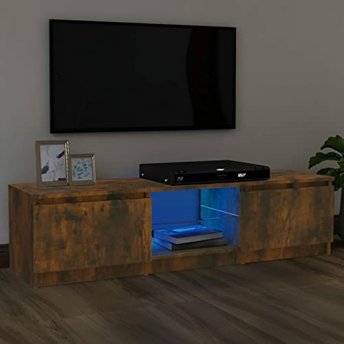 SECOLI TV Schrank led 120cm TV Lowboard mit LED TV Board LED Lowboard TV Schrank Fernsehschrank fernsehtisch tv Cabinet tv Bank TV möbel-Räuchereiche-120x30x35.5cm