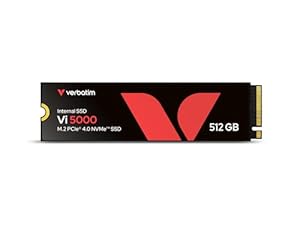 Verbatim Vi5000 NVMe M.2 SSD 512 GB, internes SSD-Laufwerk mit PCIe Gen 4, bis zu 5.000 MB/s Lesegeschwindigkeit, Hochleistungs-SSD für Gaming PC und PlayStation 5, schwarz