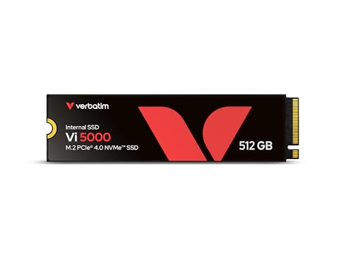 Verbatim Vi5000 NVMe M.2 SSD 512 GB, internes SSD-Laufwerk mit PCIe Gen 4, bis zu 5.000 MB/s Lesegeschwindigkeit, Hochleistungs-SSD für Gaming PC und PlayStation 5, schwarz