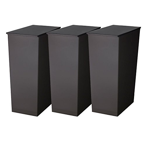 日本製ダストボックス kcud クード シンプル 計3個セット ゴミ箱 ごみ箱 (スリムブラック3個セット)